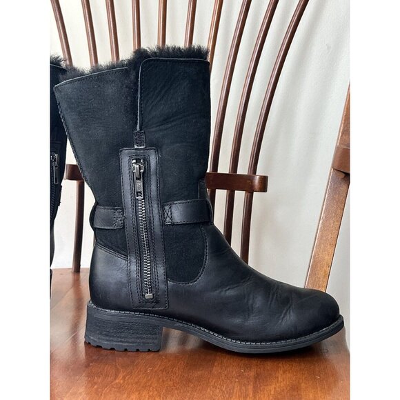 UGG Pernille Convertible Boots Black Women’s Sz 6 Wool Leather Warm Booties - Picture 8 of 12
